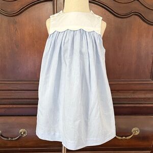 JACADI Paris Blue White Cotton Dress 36M Girls Classic French